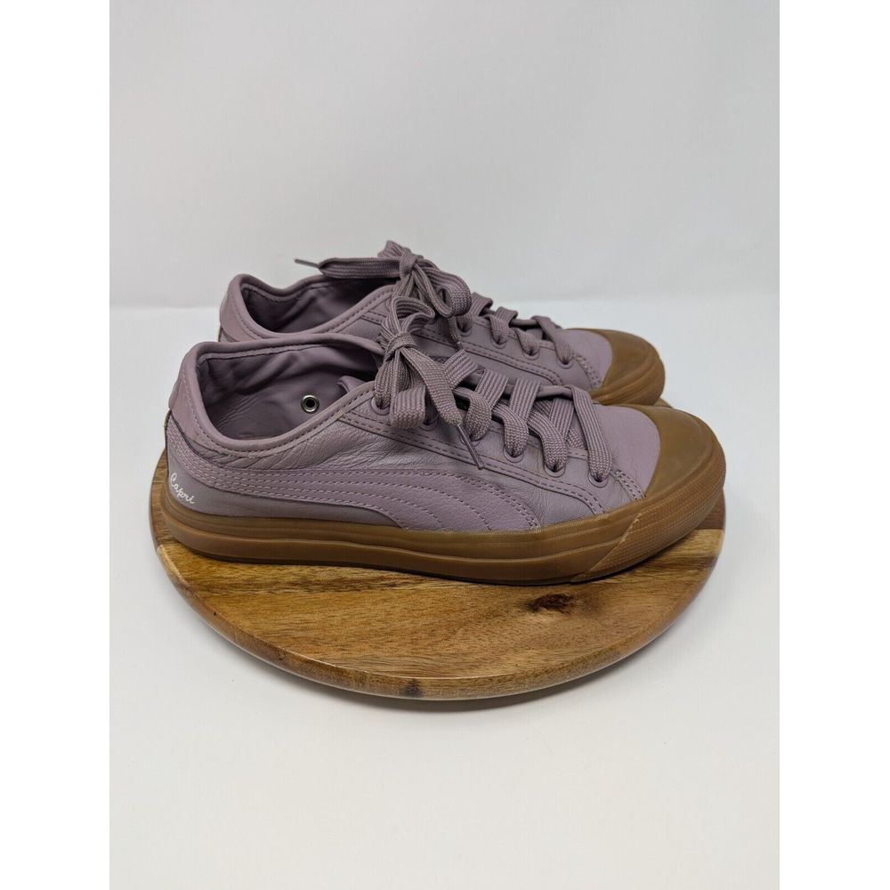 Puma Capri Metallic Womens Sneakes Sz 7 Elderberry Purple Leather Tennis Shoes